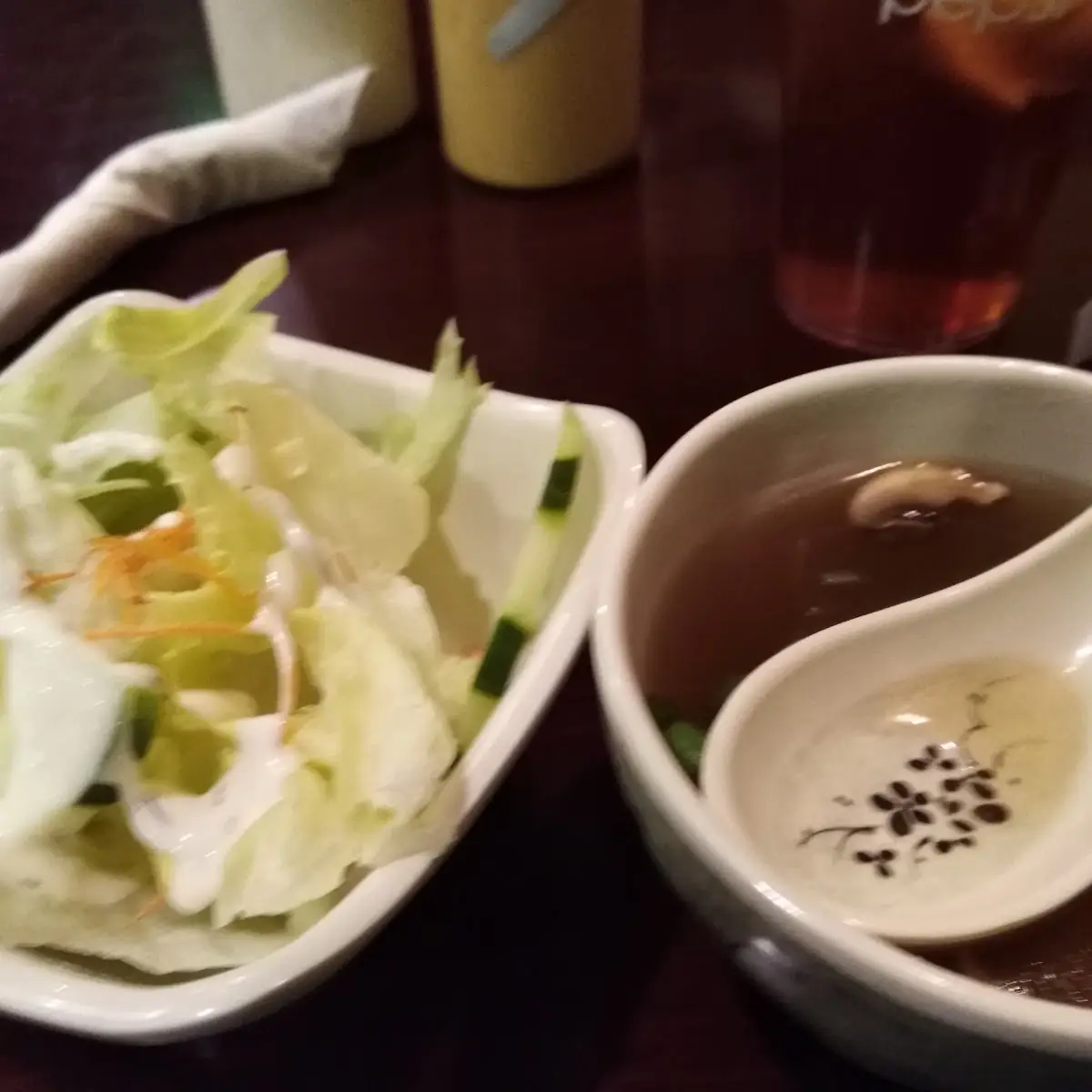Side Salad and Onion Miso Soup