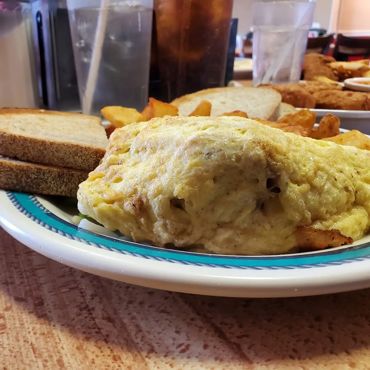 Broccoli and Cheese Omelette with Toast