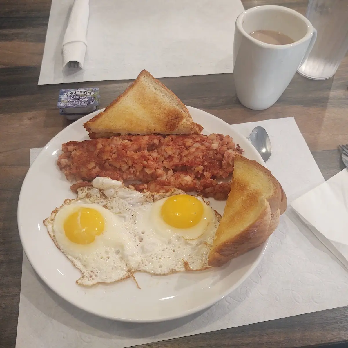 2 Eggs with Corned Beef Hash and Texas Toast