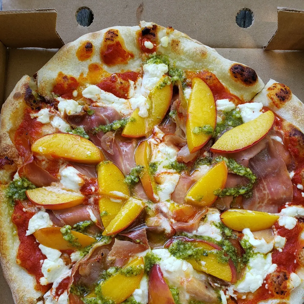 Peach and Prosciutto Pizza