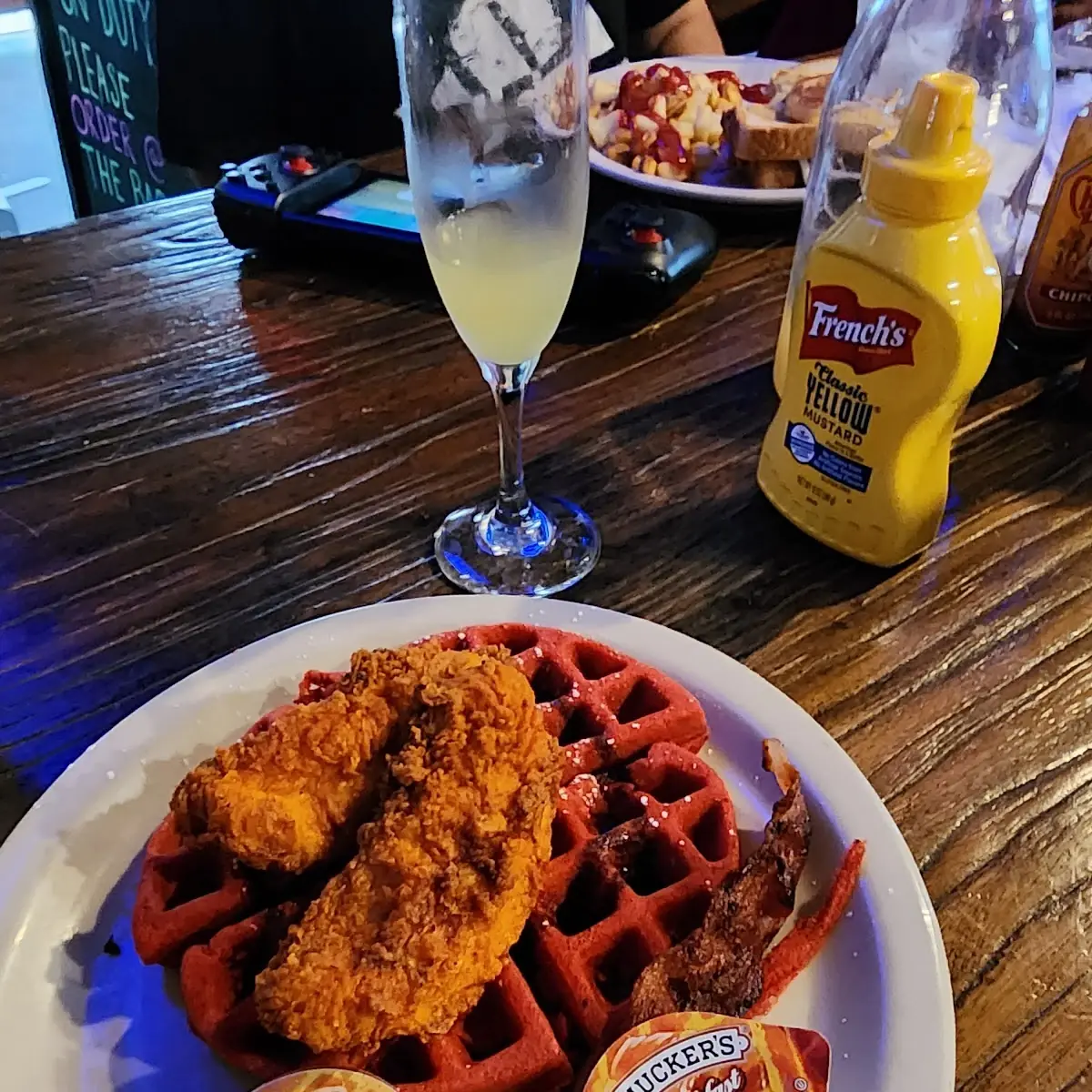 Chicken and Red Velvet Waffles