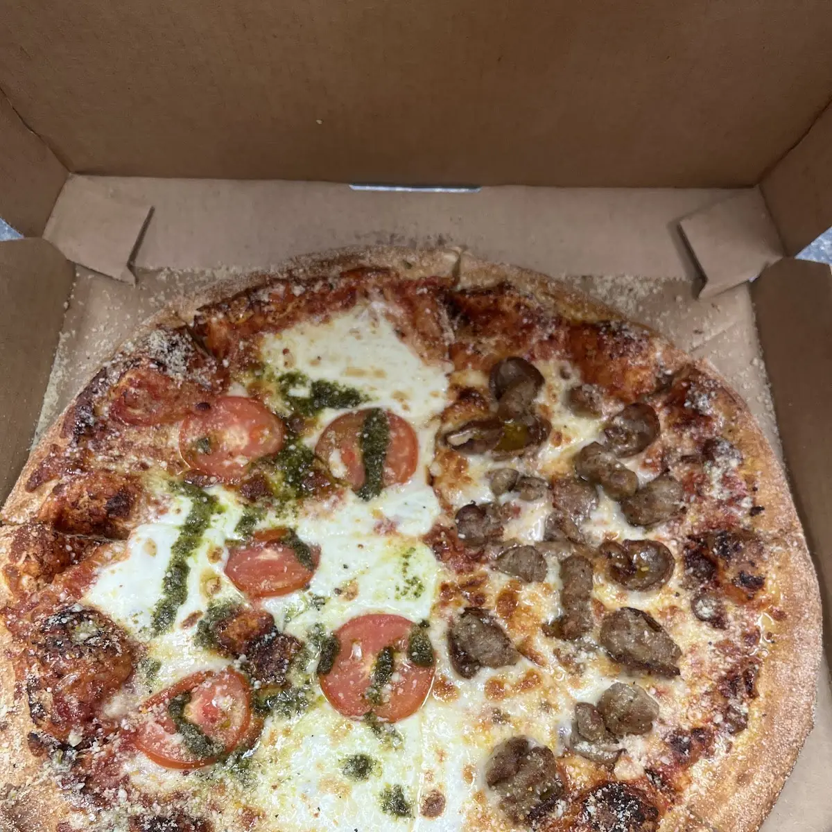Margherita Half and Sausage Pizza Half
