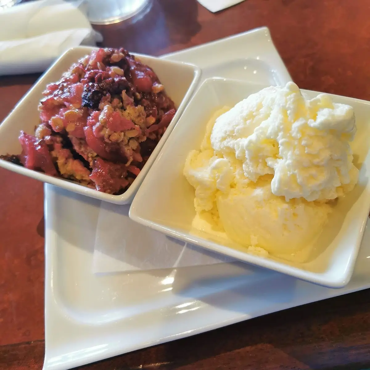 Fruit Crumble with Ice Cream, The Restaurant at The Saltspring Inn