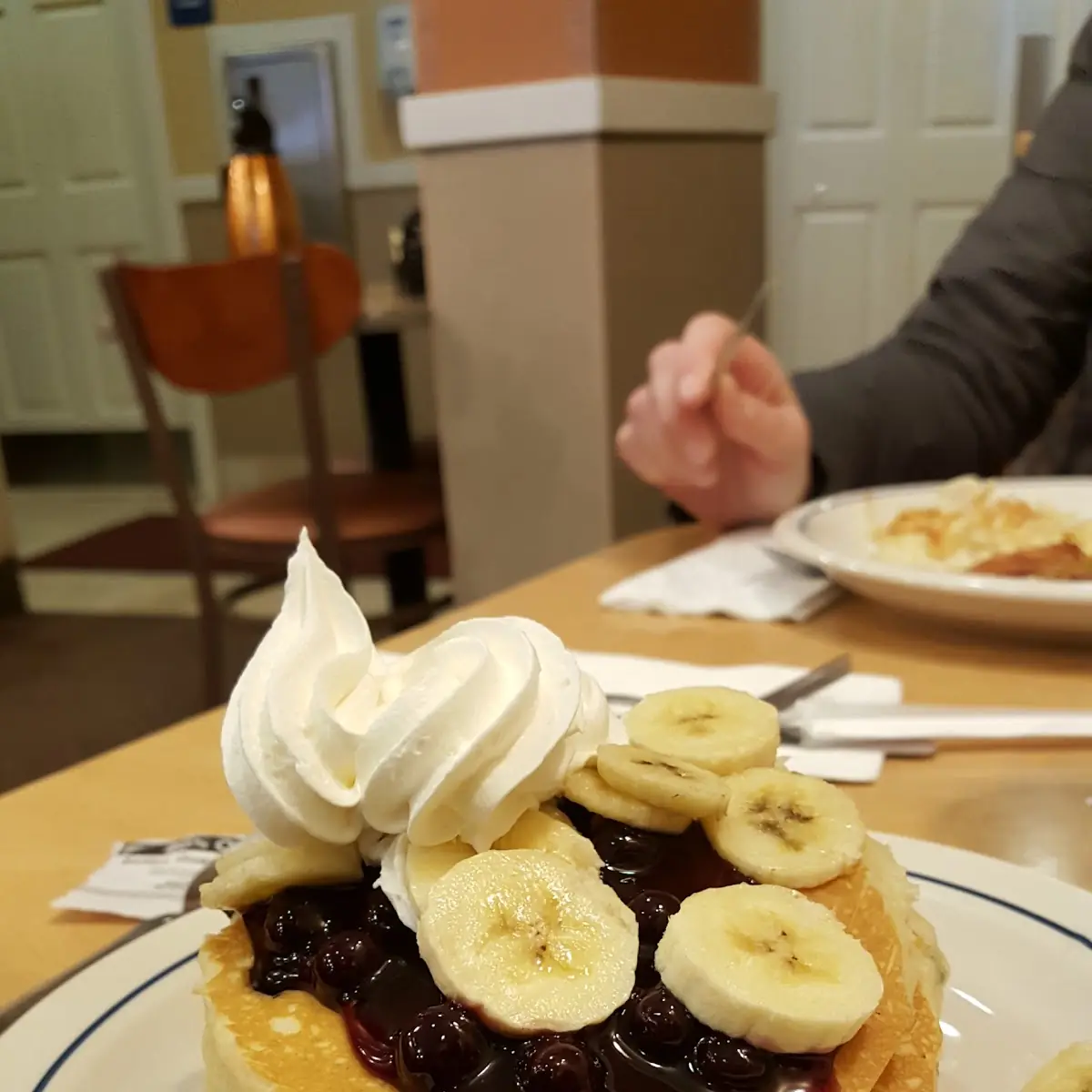 Double Blueberry Pancake Stack with Bananas