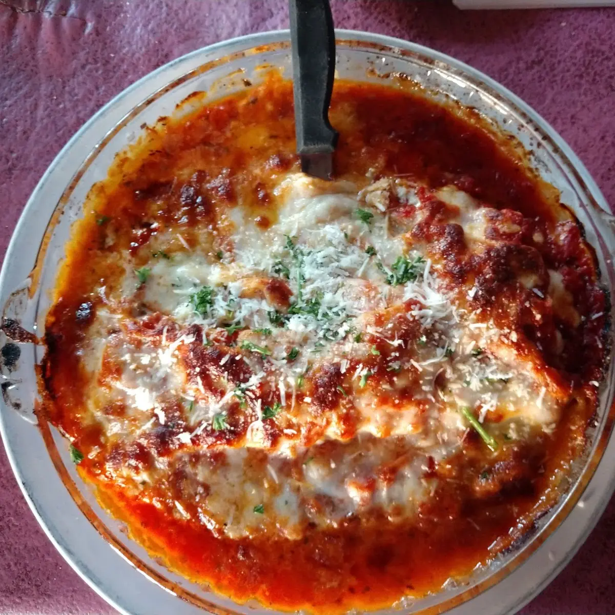 Chicken Parmesan with Spaghetti and Red Sauce
