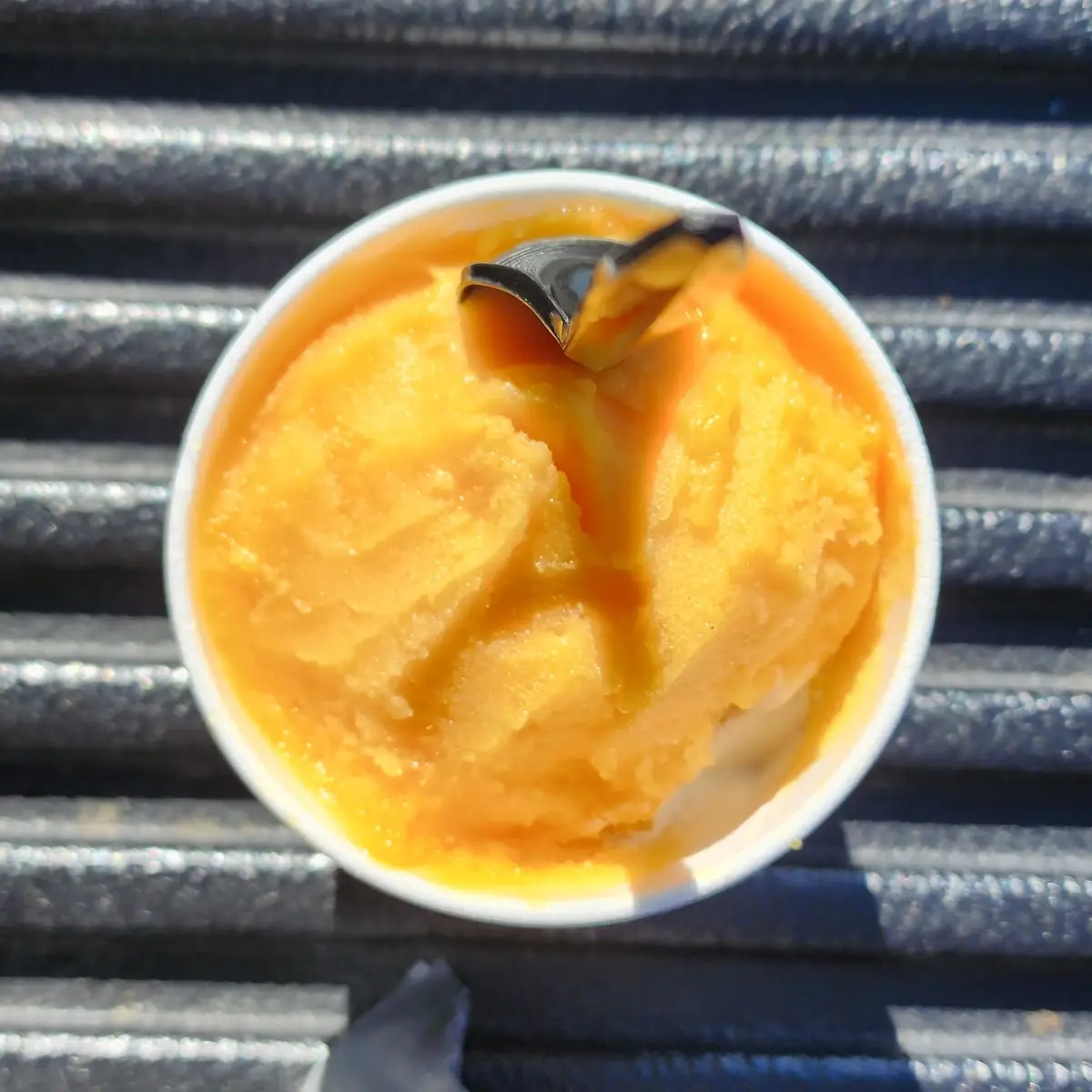 Mango Ice Cream on Top Butter Pecan Underneath