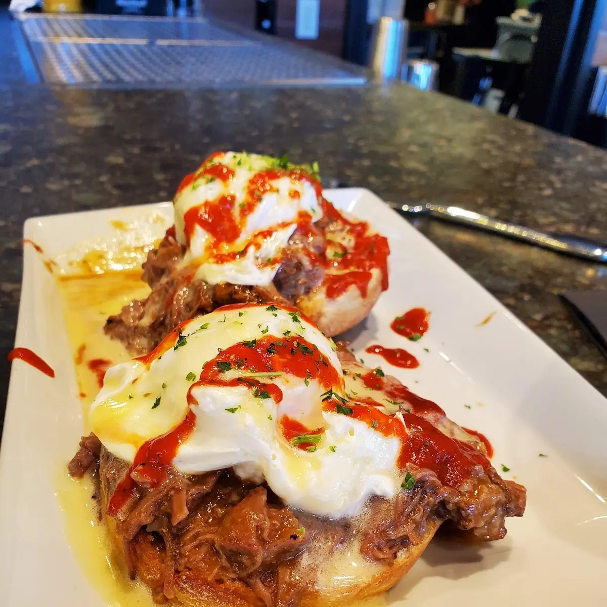 Pulled Beef Spare Rib Eggs Benedict
