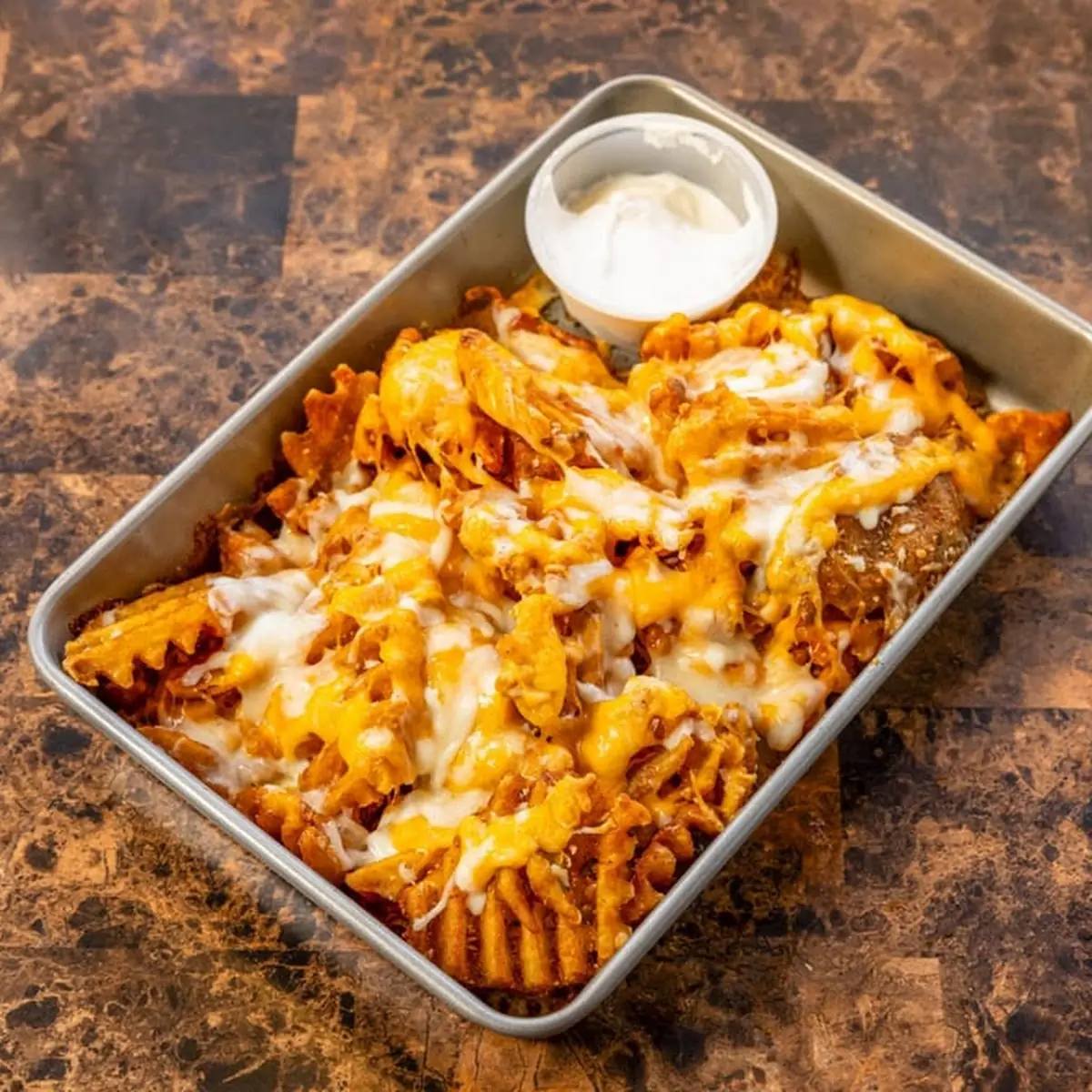 Buffalo Chicken Waffle Fries