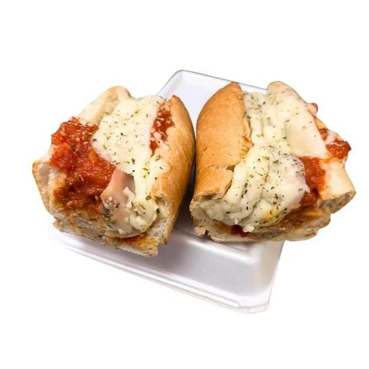Chicken Cacciatore Subs with Fried Onions Peppers Mushrooms Tomatoes Sauce and Mozzarella Cheese