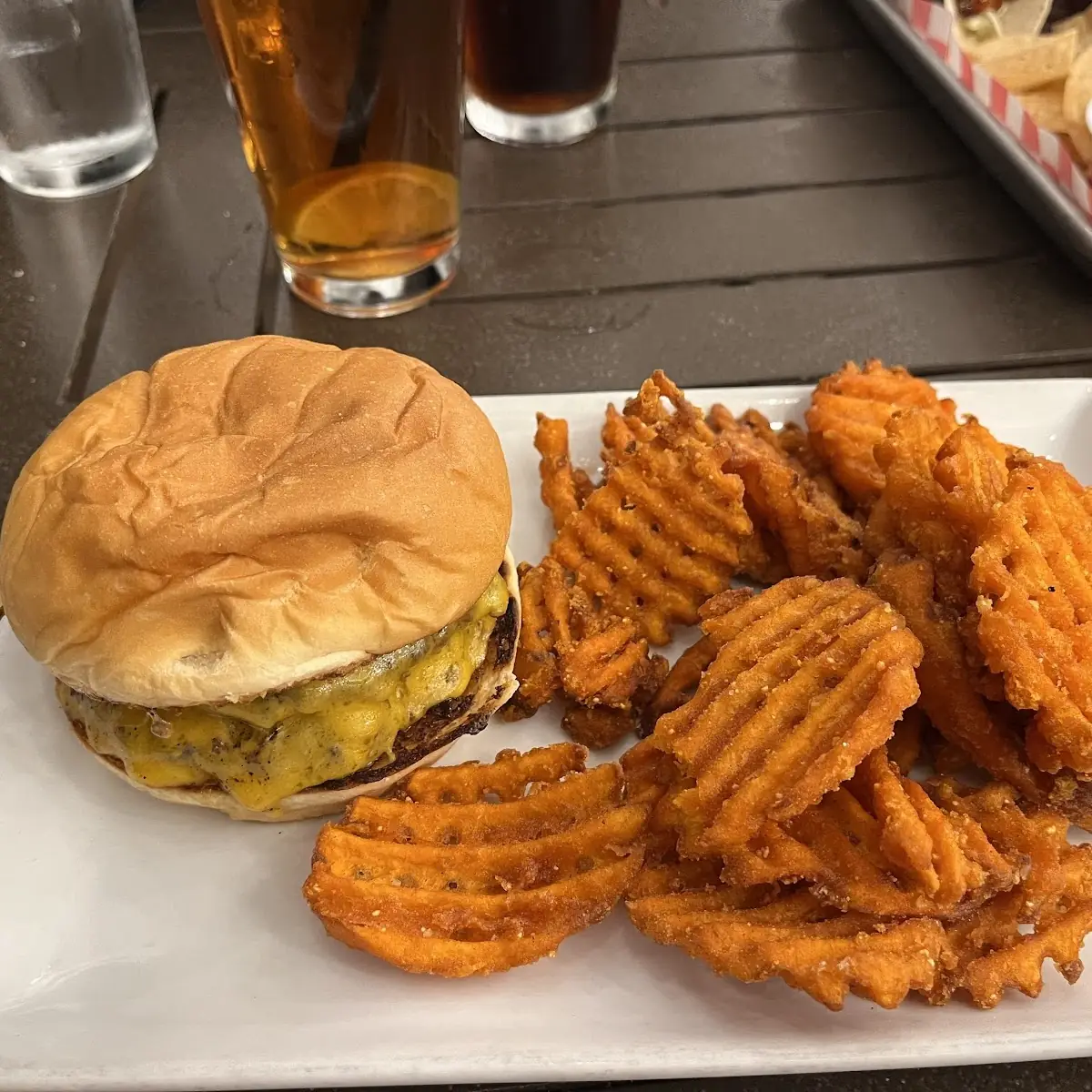 Cheeseburger with Sweet Potato Fries