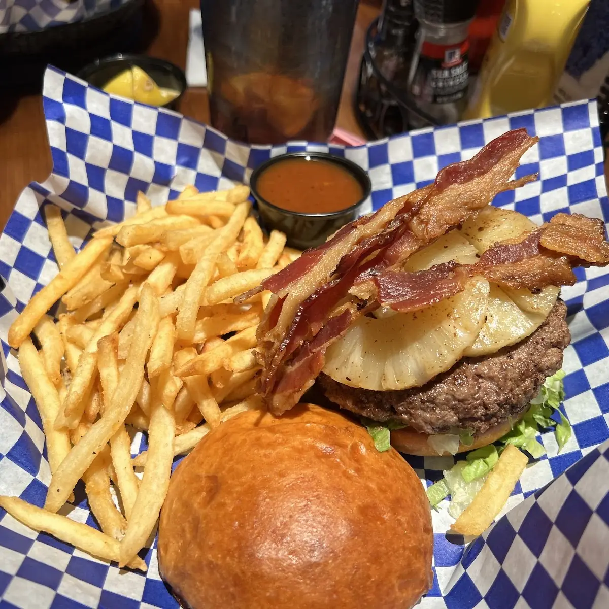 Mushroom Swiss Burger with Fries