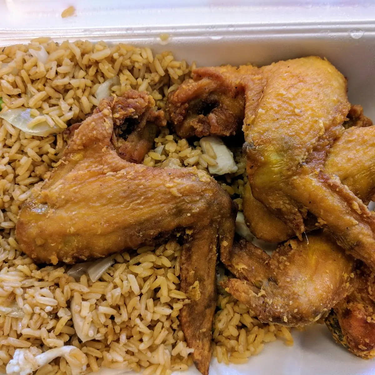 Deep Fried Chicken Wings with Fried Rice