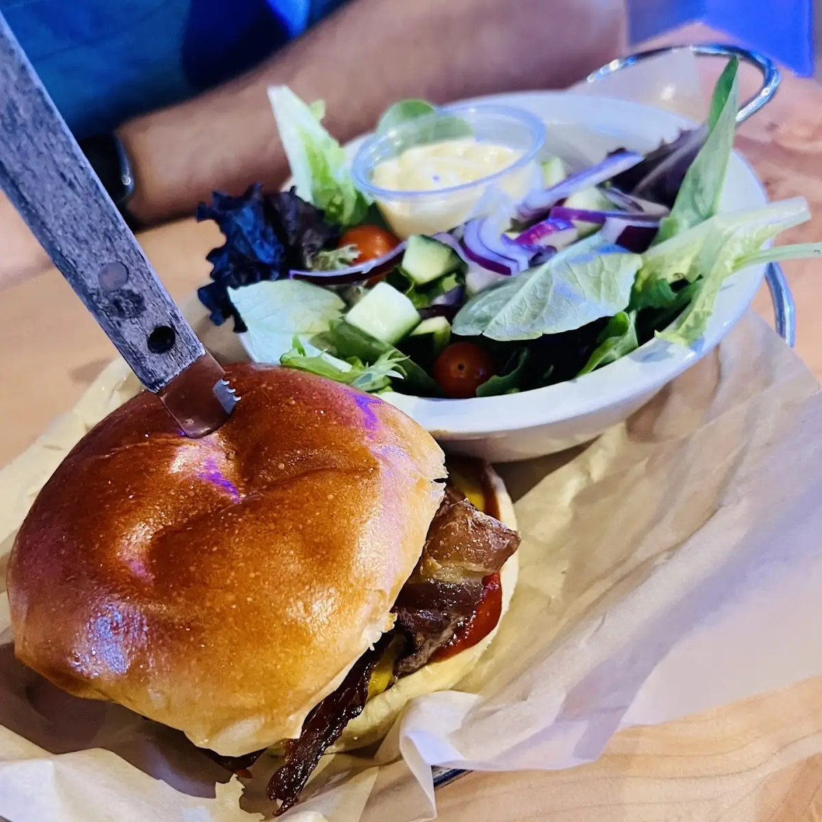 Burger and Side Salad