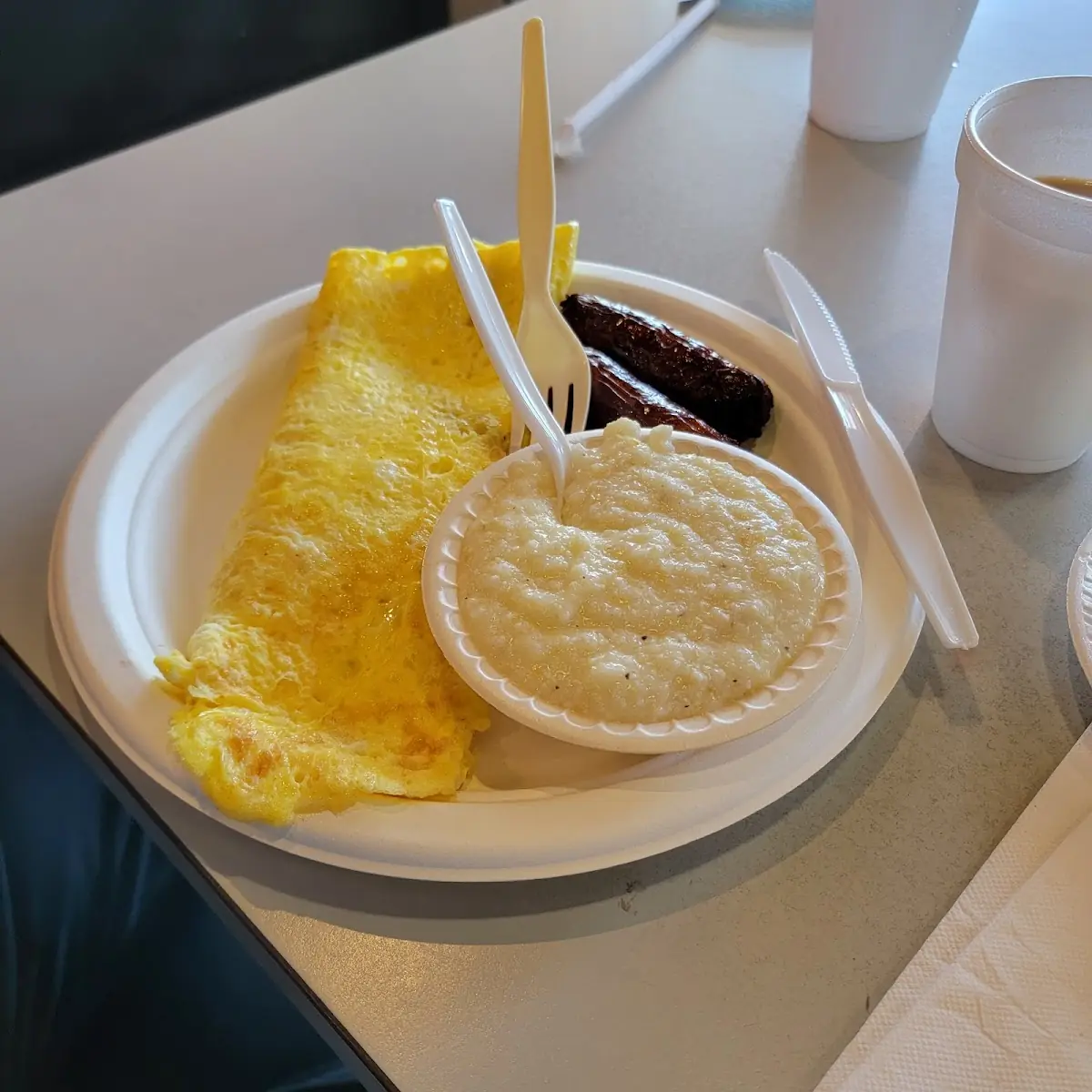 Cheese Omelette Sausage Grits