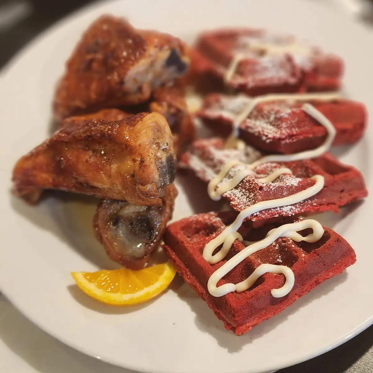 Chicken and Red Velvet Waffles