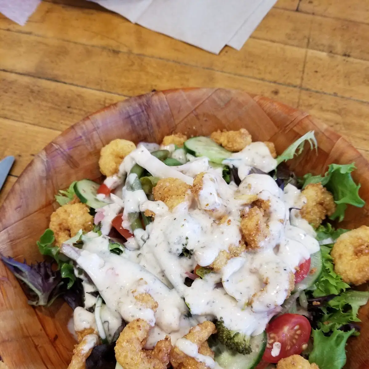 Golden Fried Shrimp Salad