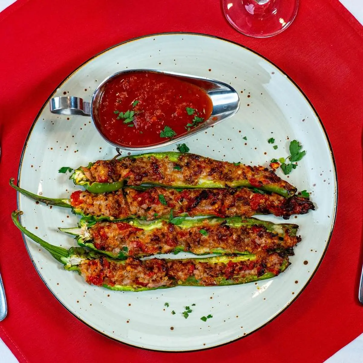 Long Hot Peppers Stuffed with Sausage