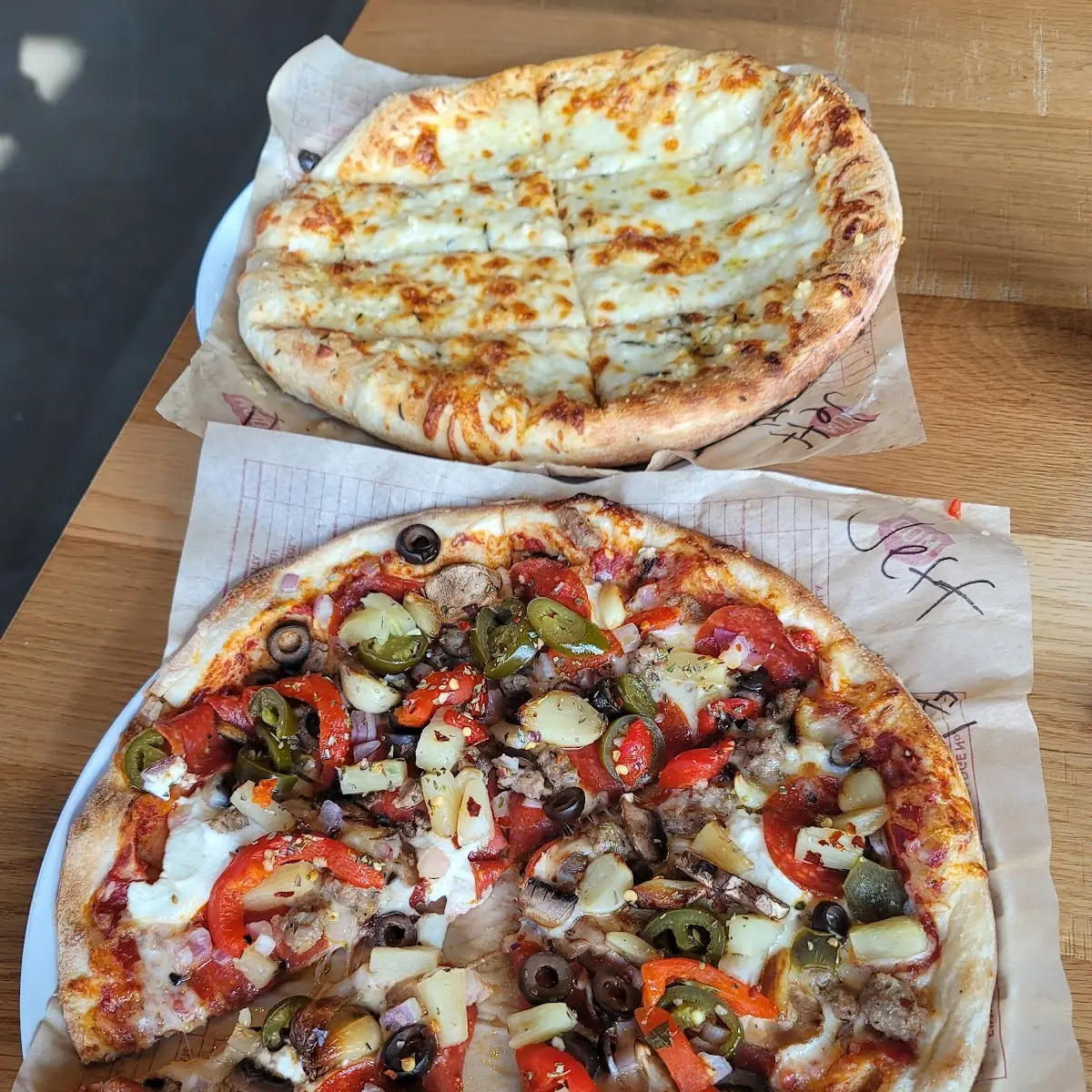 Custom Pizza and Cheesy Bread