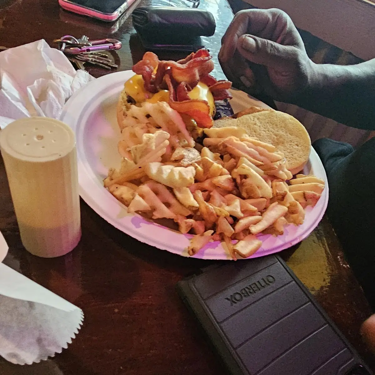 Waffle Fries Bacon Burger