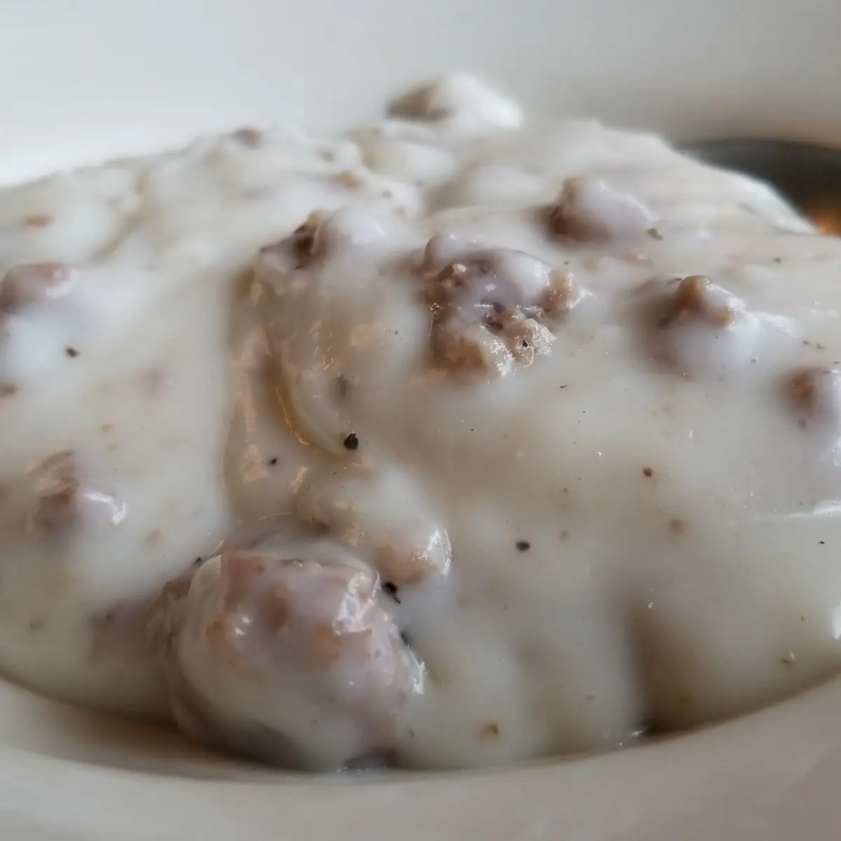 Sausage Gravy with One Biscuit