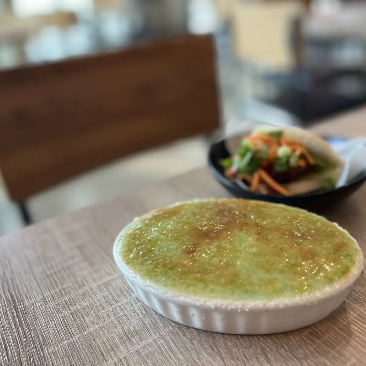 Coconut Pandan Rice Pudding Brûlée