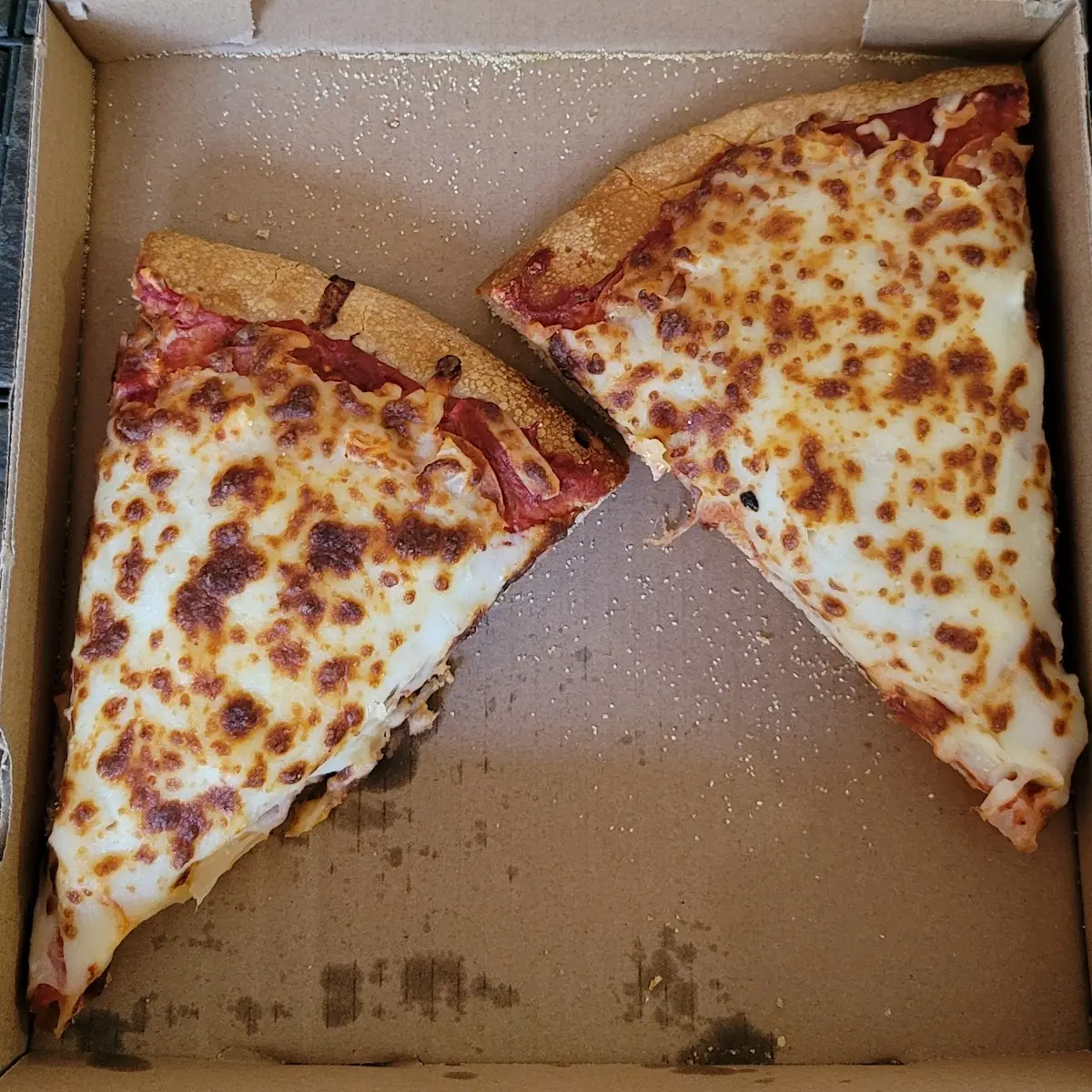 Deep Dish Cheese Pizza with Pepperoni and Onion Under Cheese