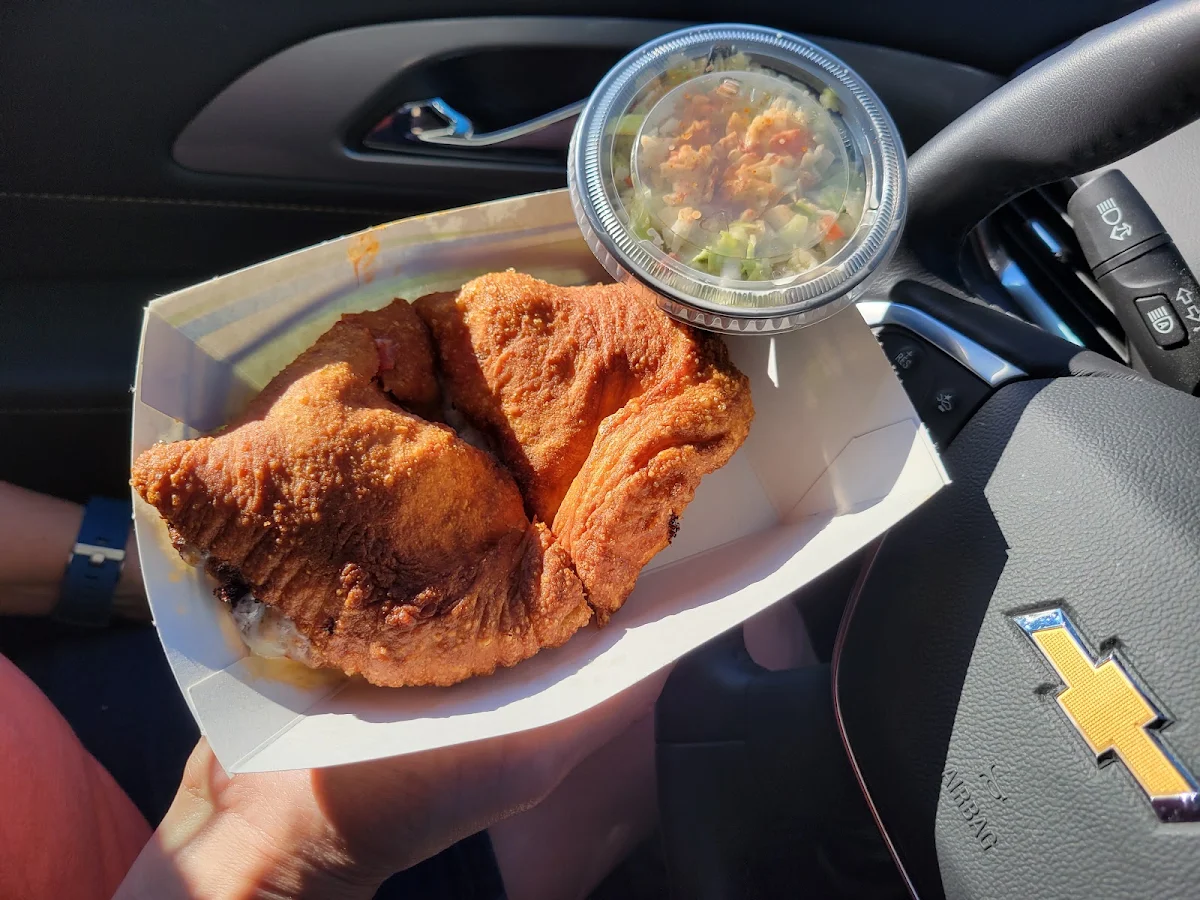 Deep Fried Pizza with Side of Coleslaw