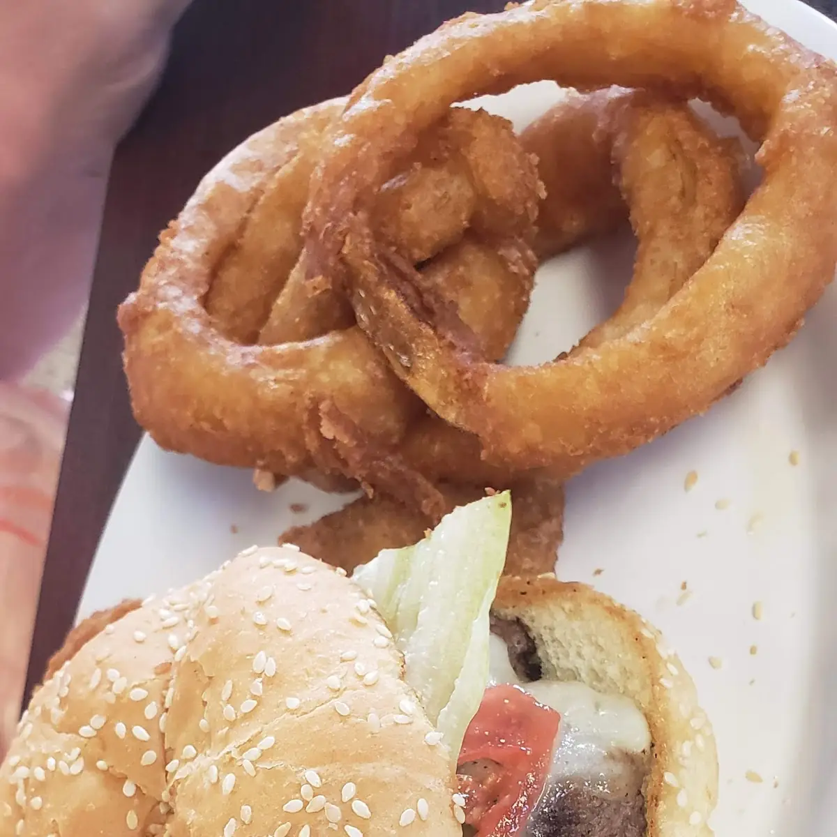 Cheese Burger with Onion Rings