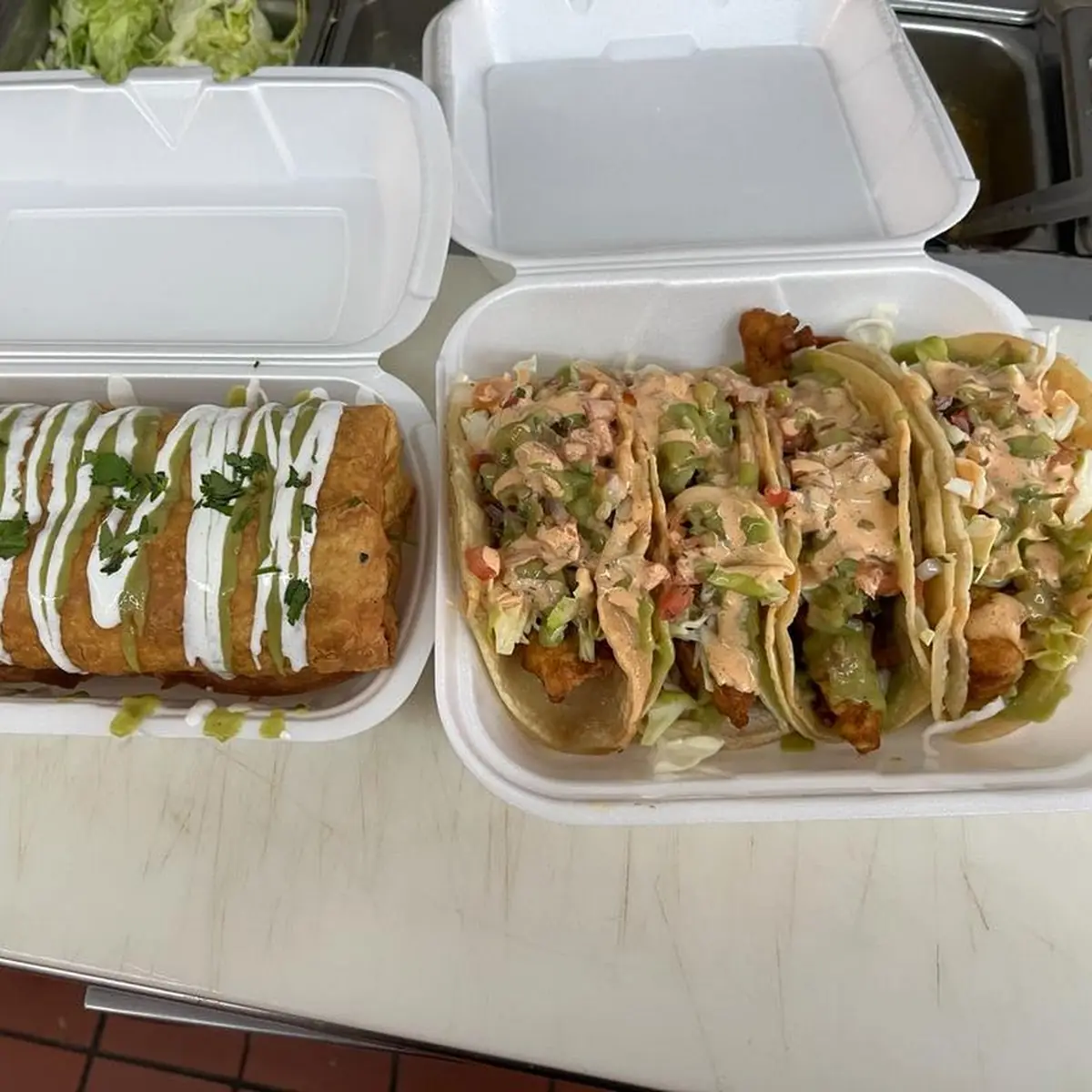 Fish Tacos and Chimichanga