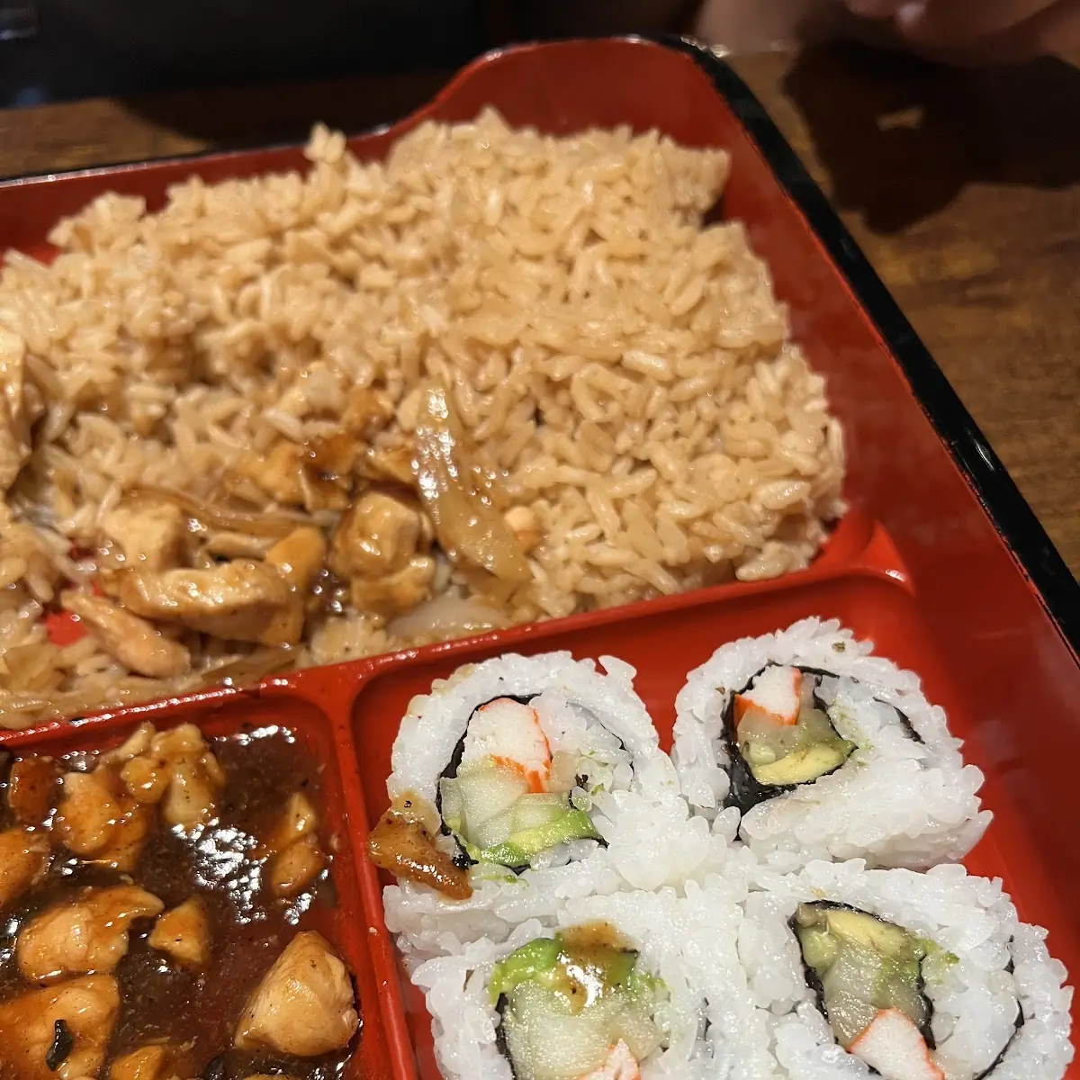 Chicken Bento Box with Sushi