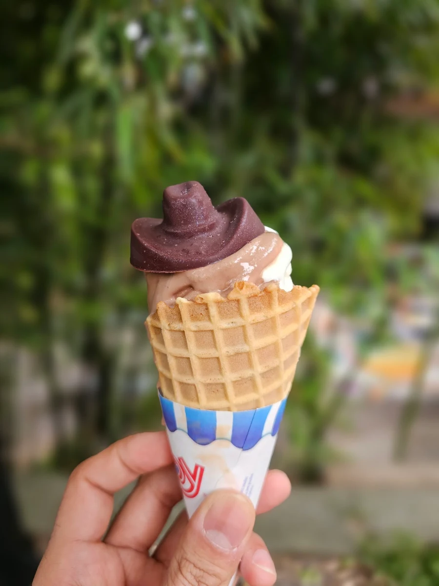 Swirl in Waffle Cone with Cowboy Hat