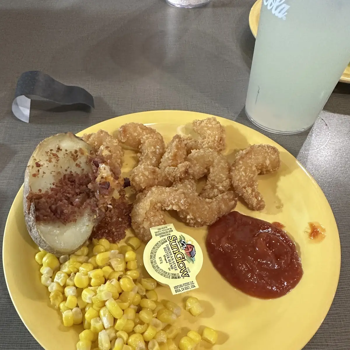 Fried Shrimp Corn and Baked Potato