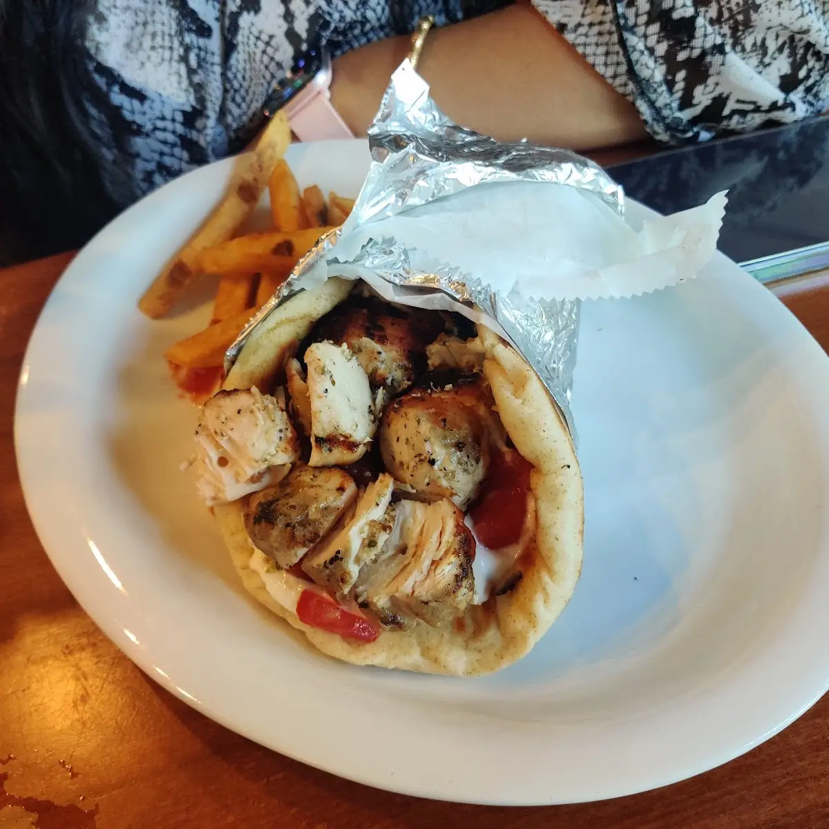 Chicken Gyro and Hummus