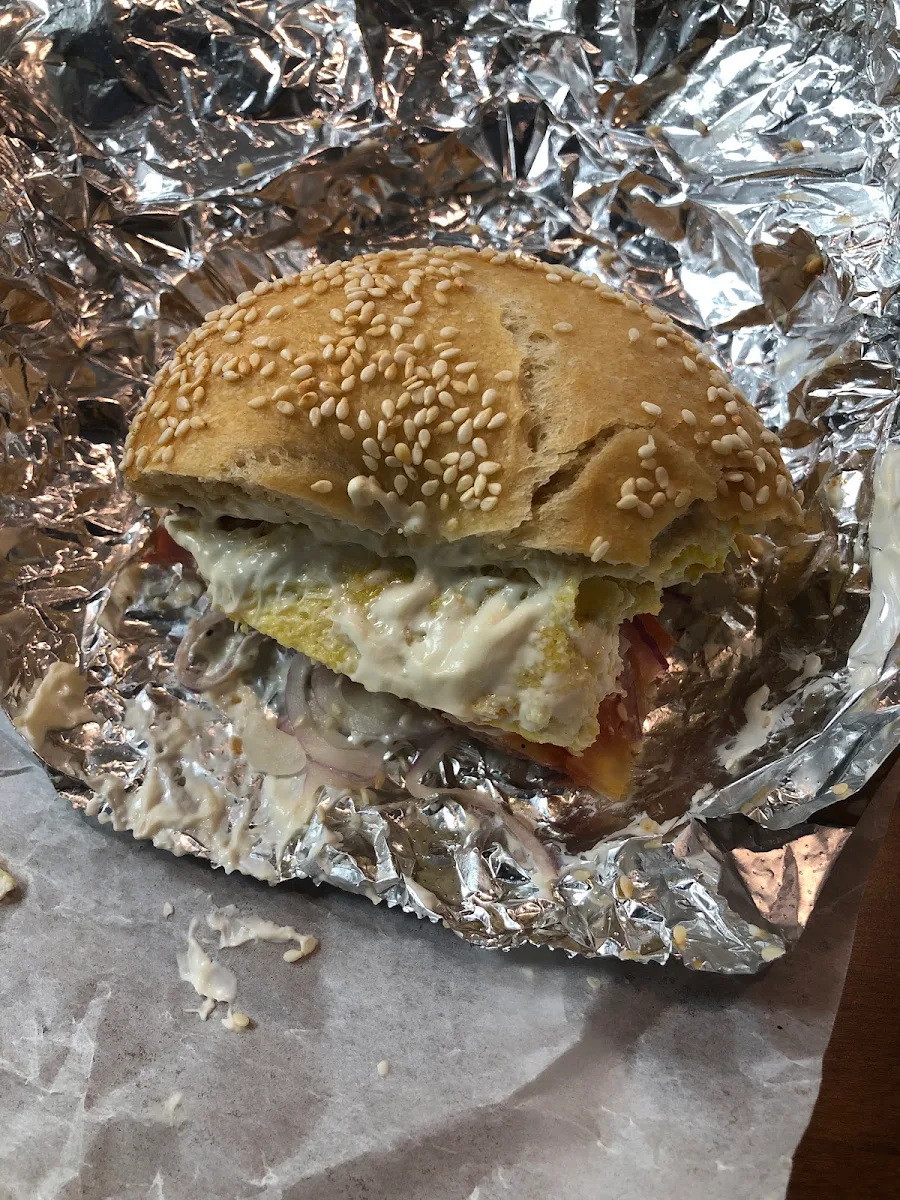 Sesame Bagel Cream Cheese Eggs Ham