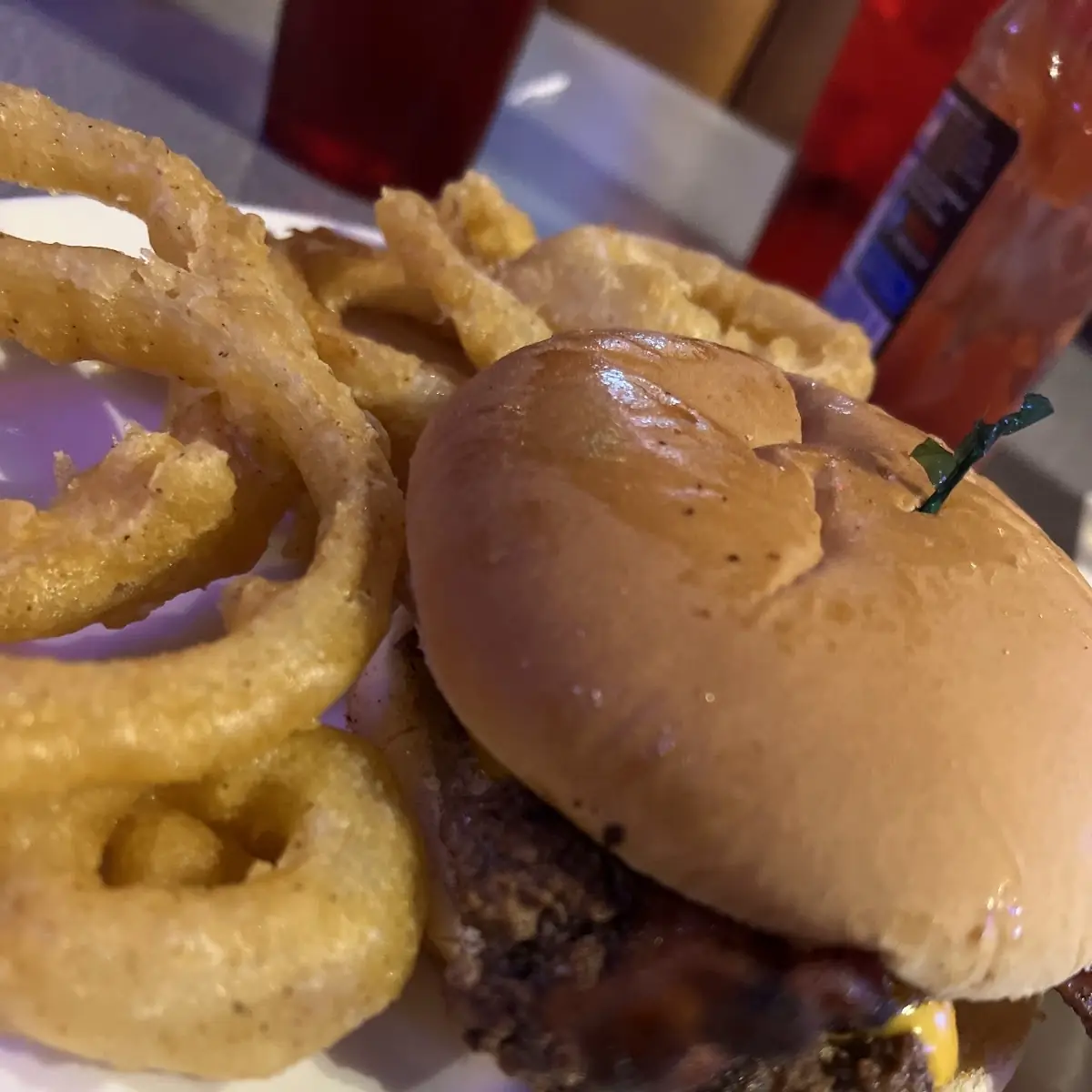Bacon Cheeseburger with Onion Rings