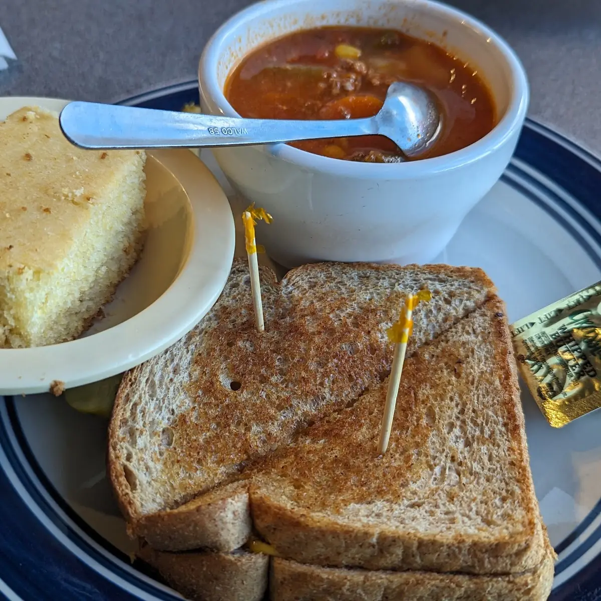 Grilled Cheese Vegetable Beef Soup