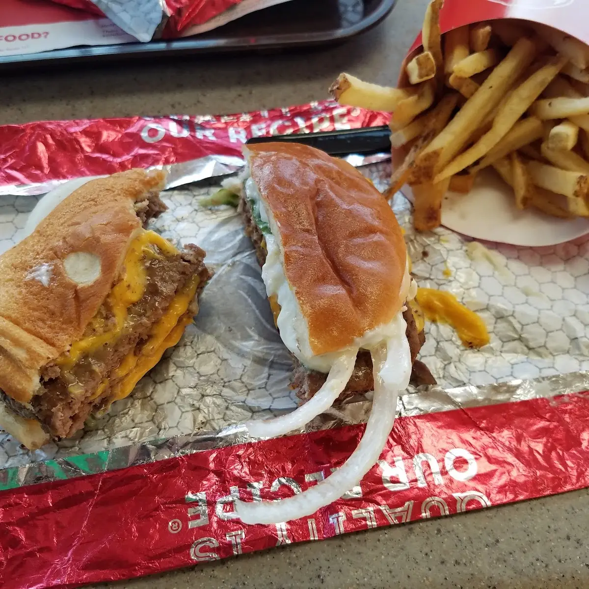 Triple Cheeseburger and Fries