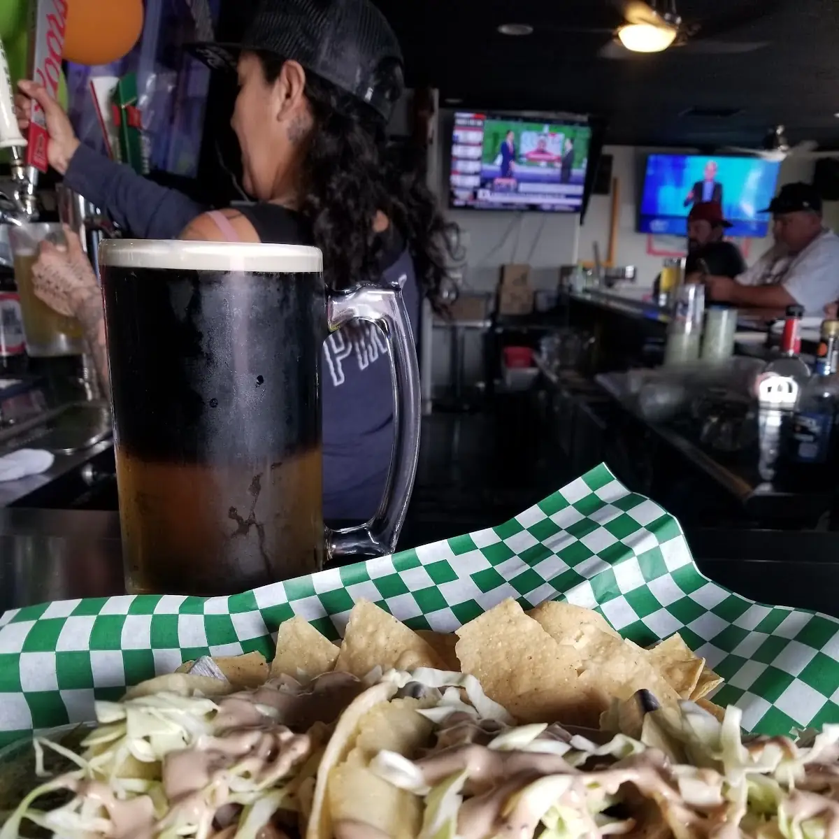 Corned Beef & Cabbage Tacos w Black & Tan