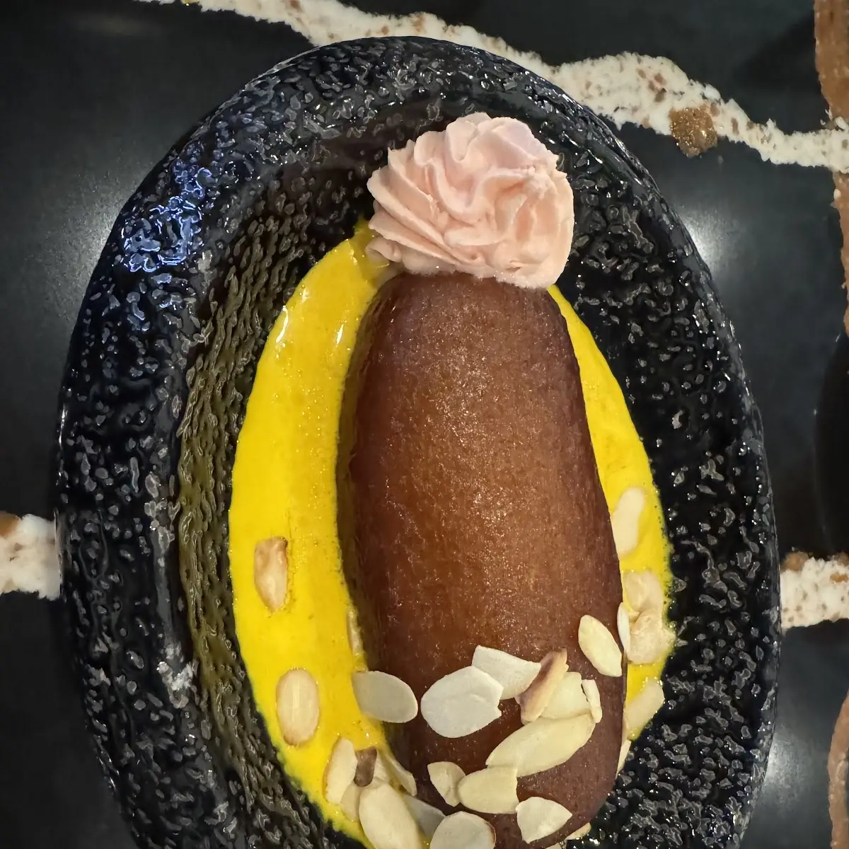 Motichoor Ladoo Spring Roll with Cinnamon Spiced Peach Sliced