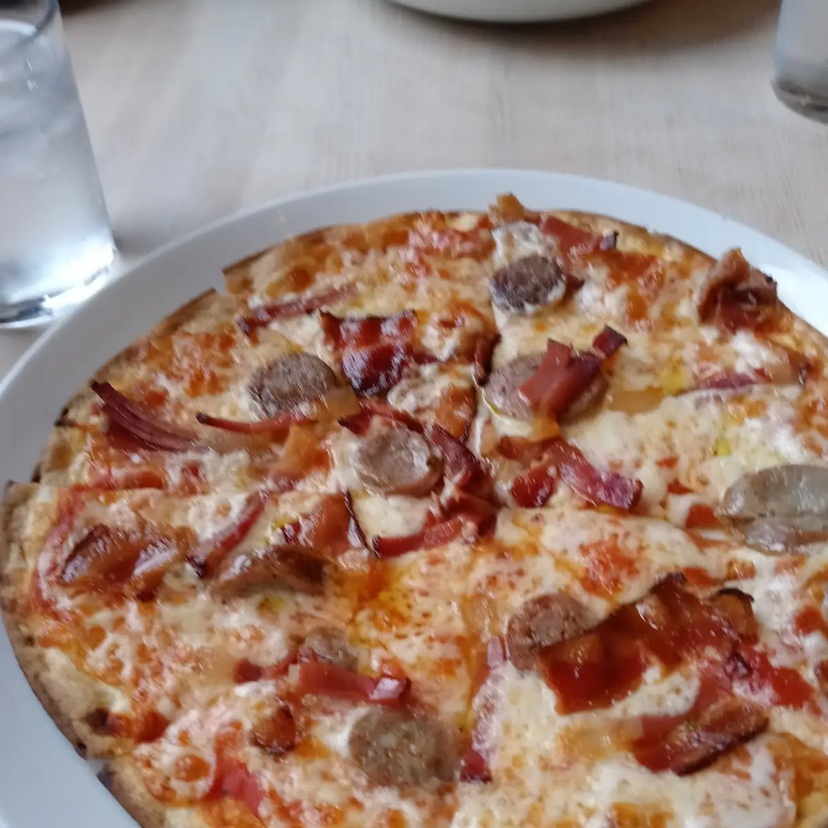 Bacon Sausage Flatbread Pizza