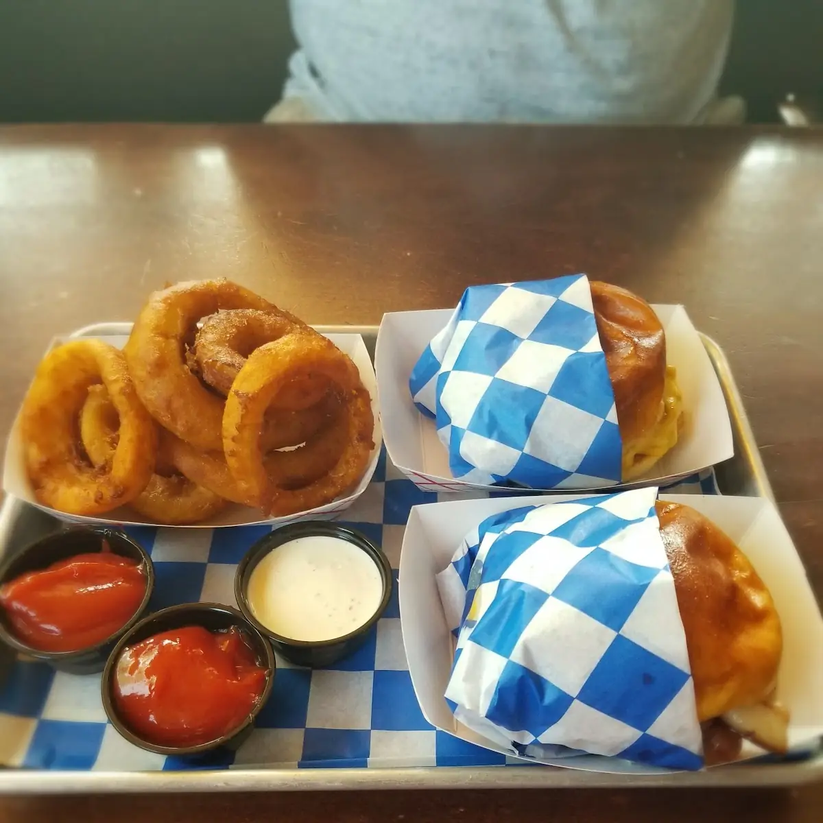 Bacon Cheeseburger Cheeseburger and Onion Rings