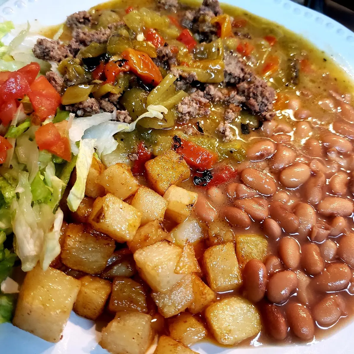Huevos Rancheros with Ground Beef & Papitas