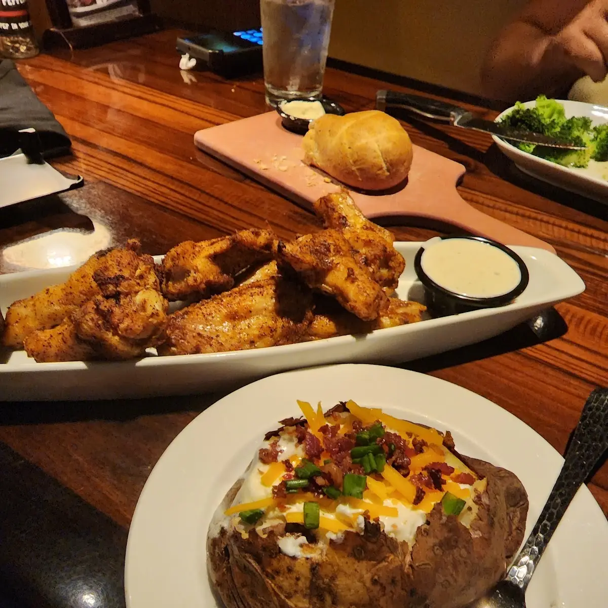 Loaded Baked Potato and Wings
