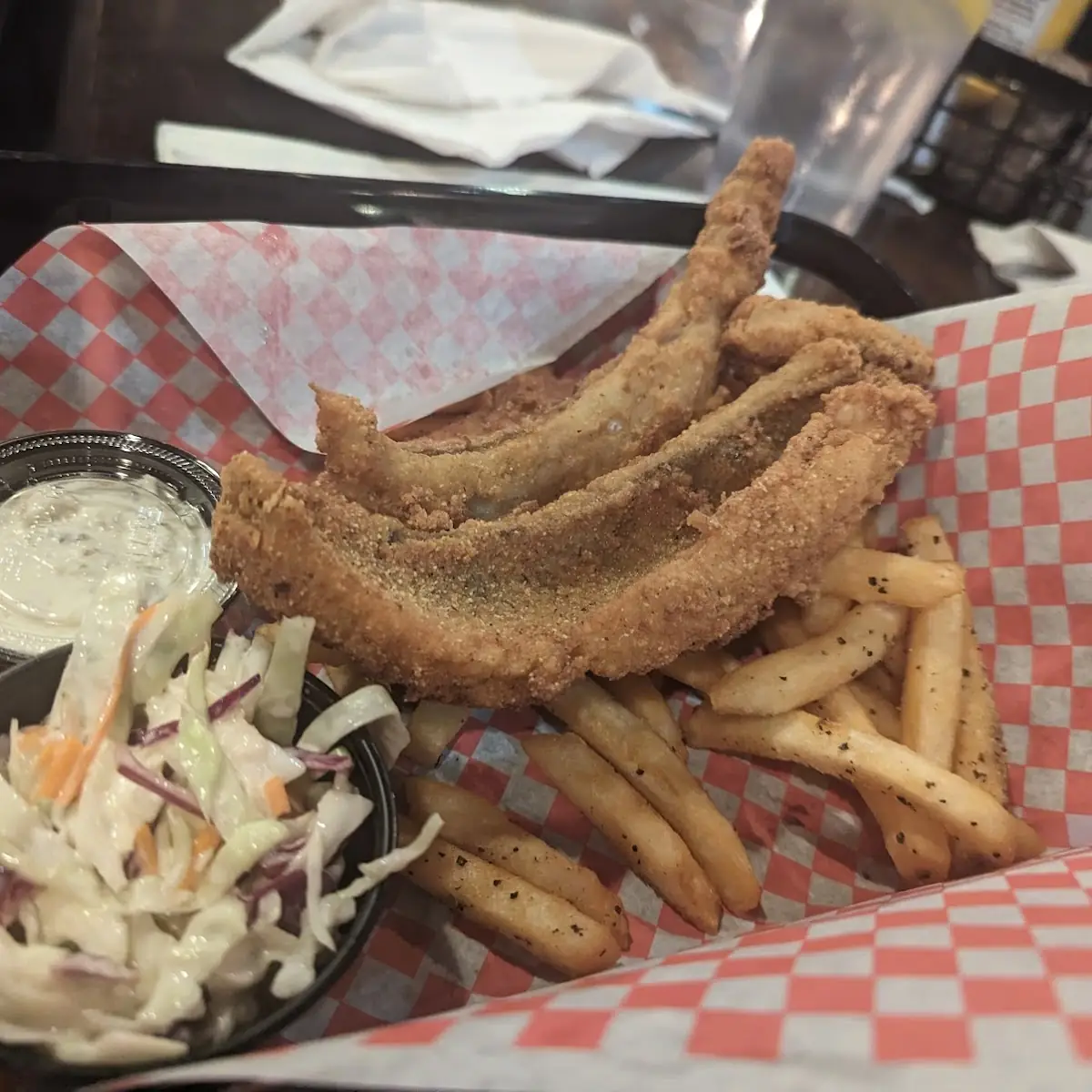 Fried Fish with Waffle Fries