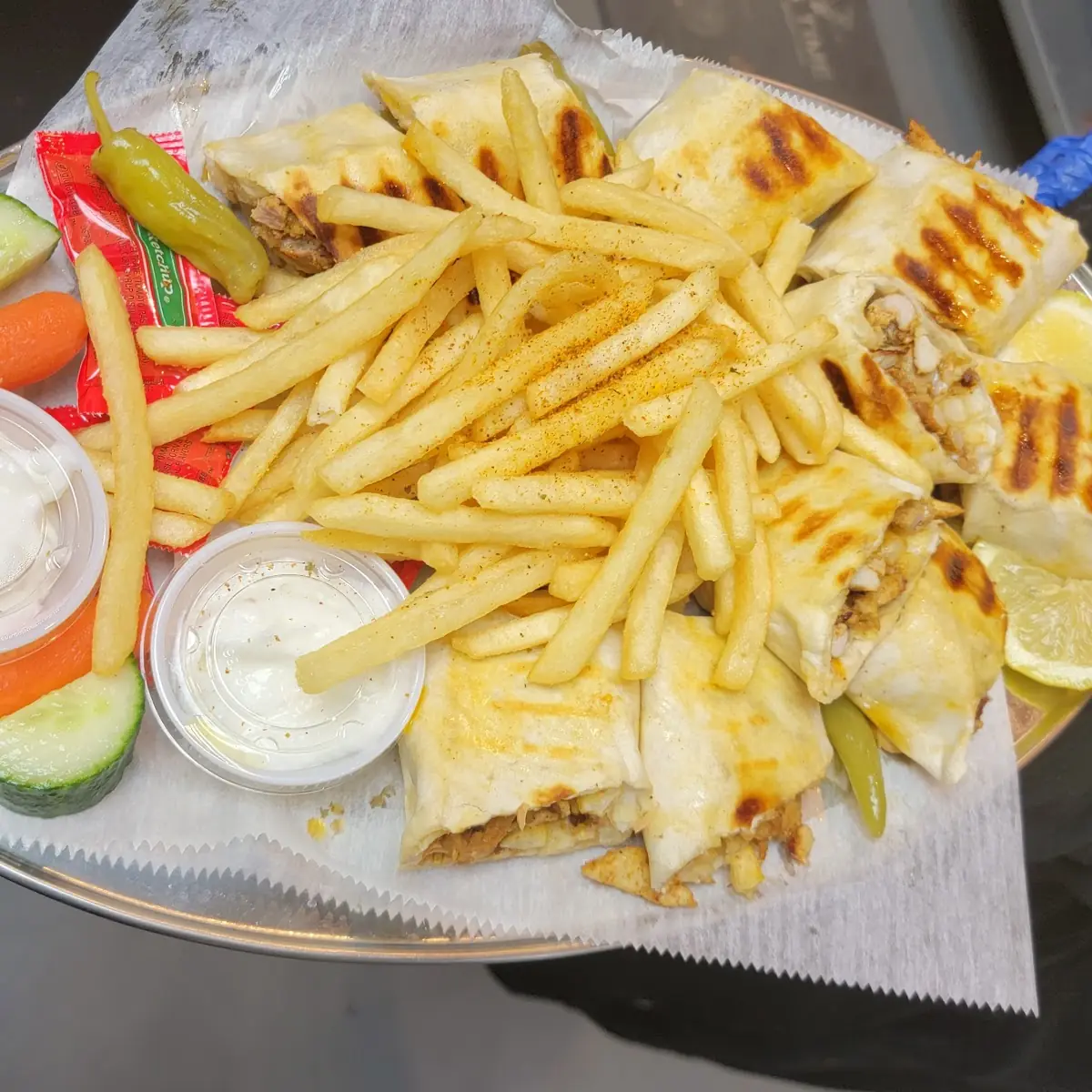 Kids Grilled Cheese w Fries with a Pickle