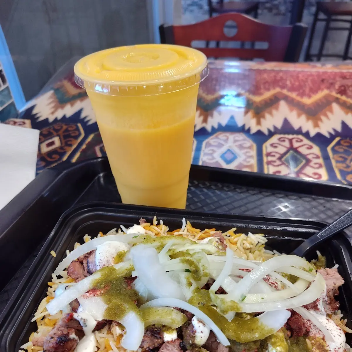 Lamb with Rice and Mango Lassi