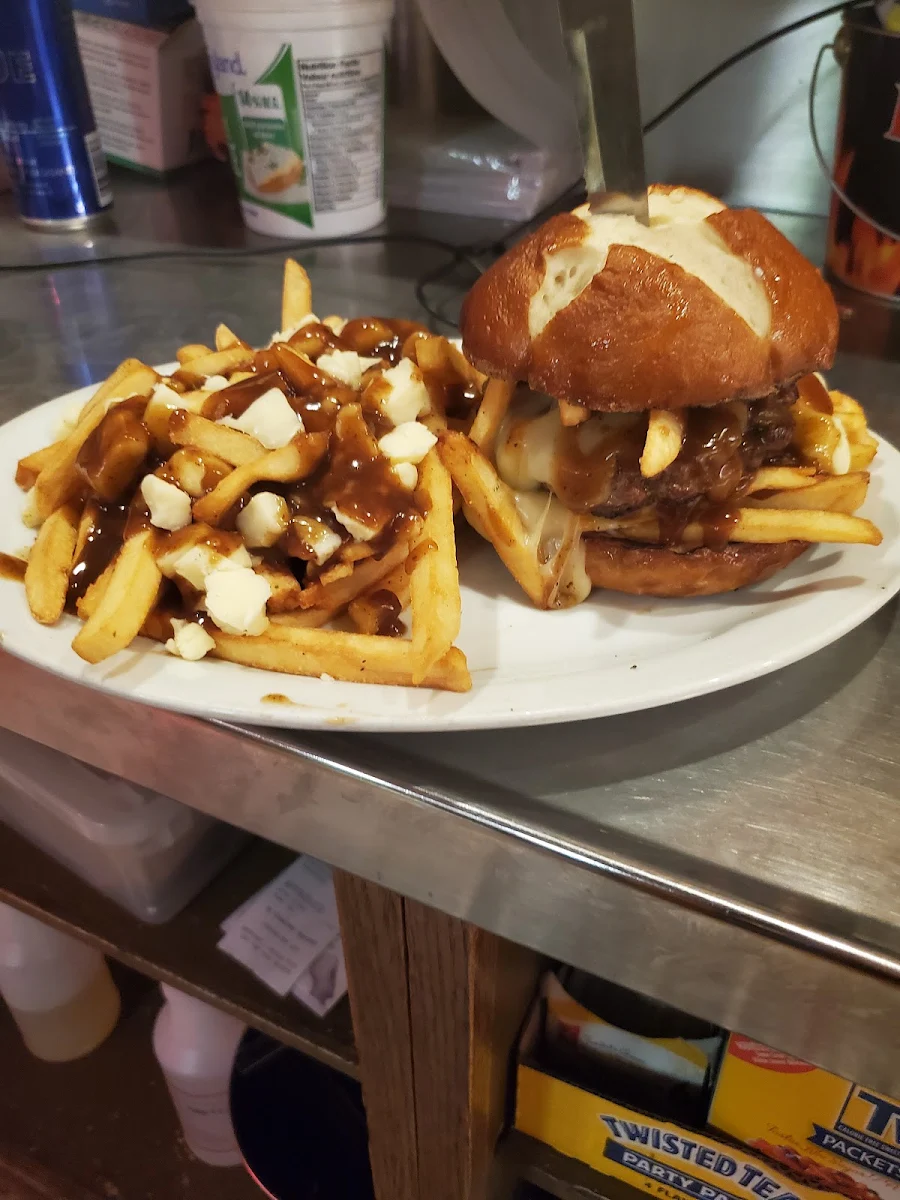 A Poutine Burger and Fries, Silver Fox Pub