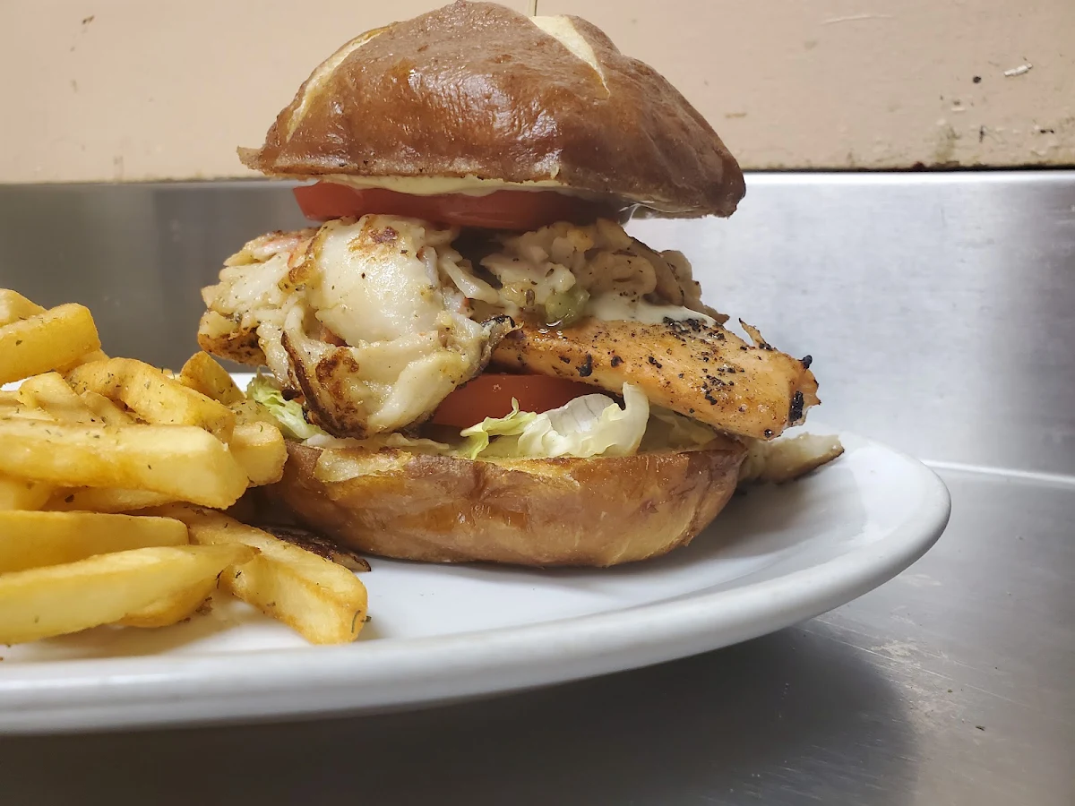 Crab and Salmon Burger, Silver Fox Pub