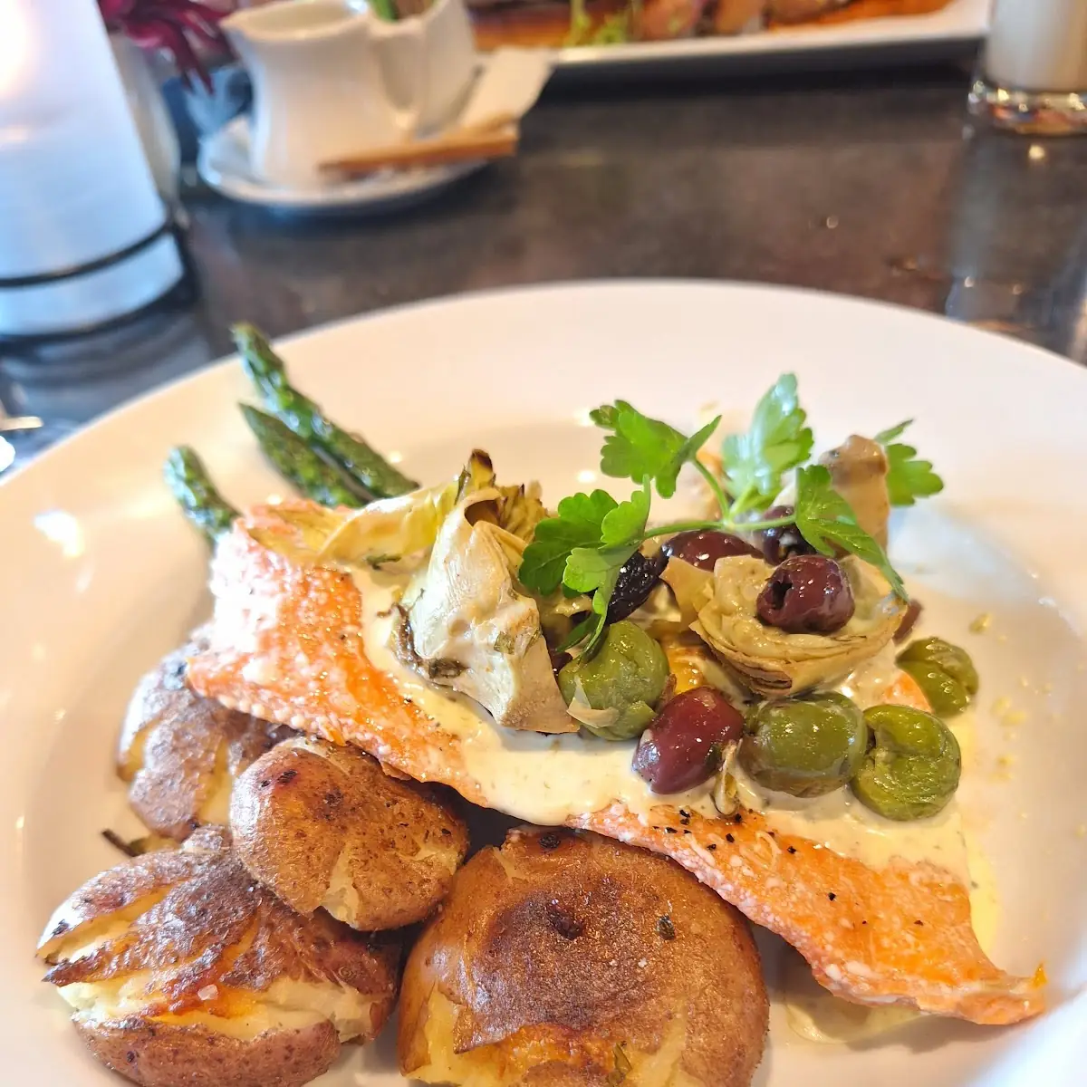 Grilled Salmon w Mushed Potates