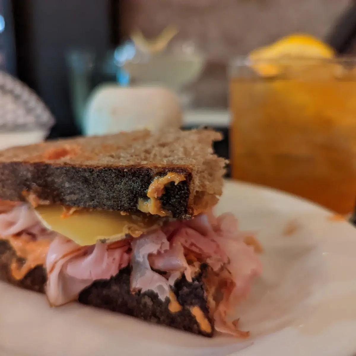 Ham Sandwich Onion Jam Gruyere Dijonaise Potato Chips